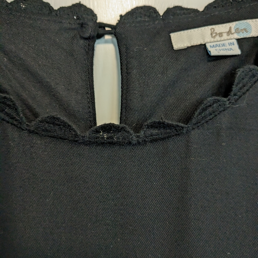 Boden Black Dress with Embroidered Details Sz 6 - Picture 7 of 10